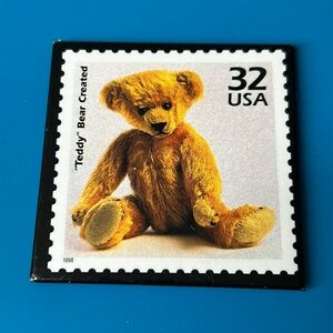 🖤1998 Vintage Teddy Bear Stamp design magnet
